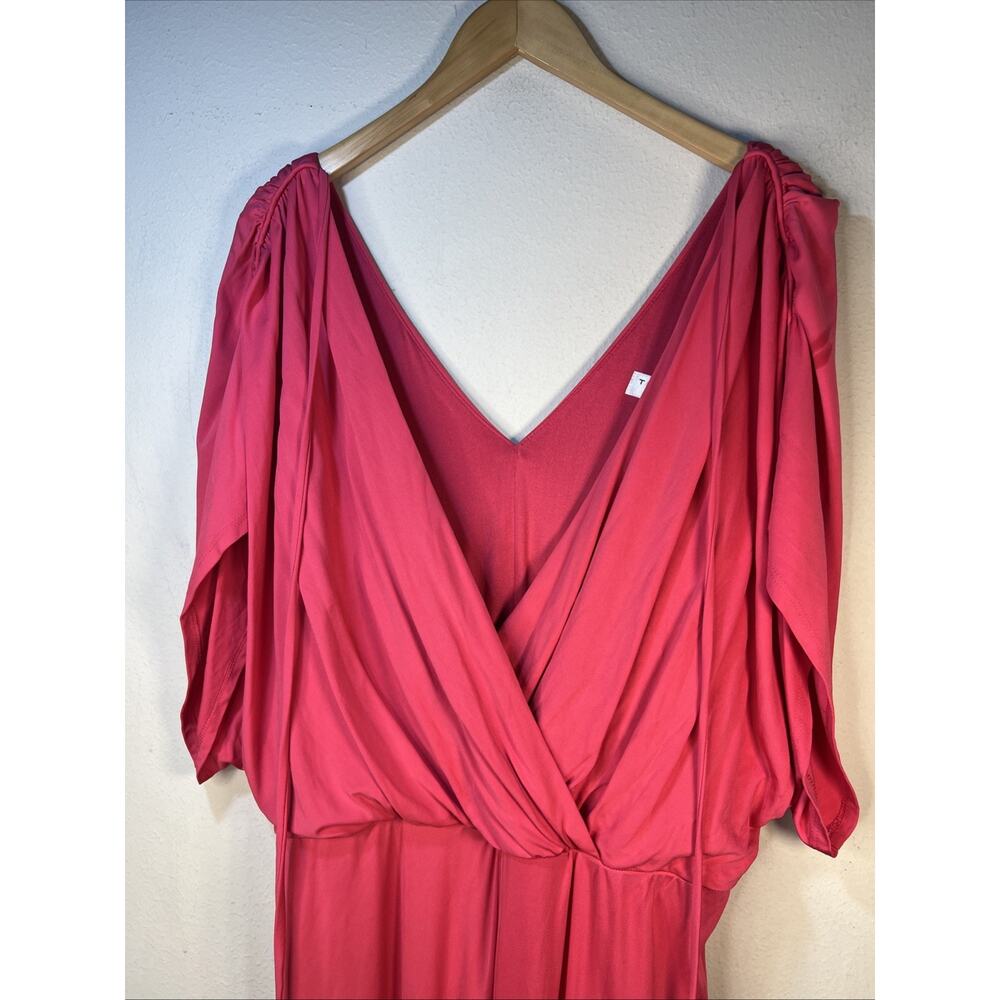 Trina Turk womens 14 Hot Pink V Neck romper Jumpsuit wide leg career modern NWT - Picture 4 of 12